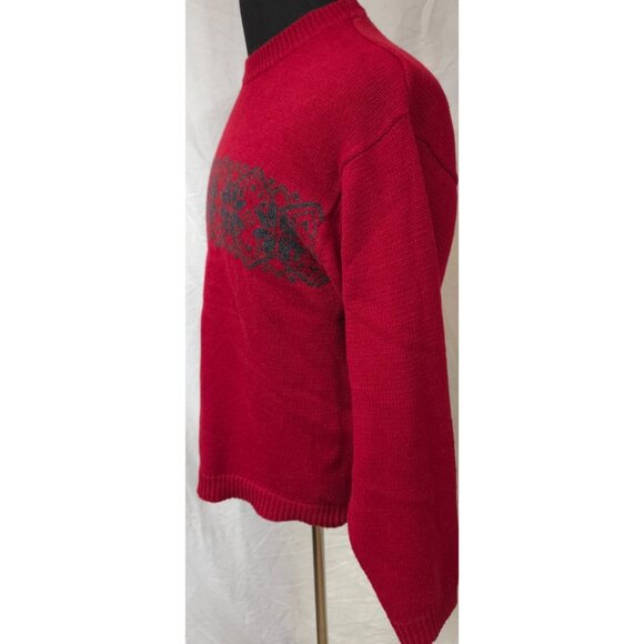 American Outpost Mens Red Nordic Holiday Snowflake Long Sleeve Sweater Size M - Picture 6 of 11